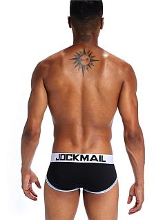 Облегающие брифы с цветными полосками по бокам черного цвета JOCKMAIL RTJM2059-2